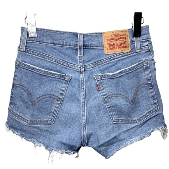 Levi's Cutoff Jeans Shorts Hi Rise Blue Distressed Raw Hem Denim 26 Red Label - Picture 2 of 11